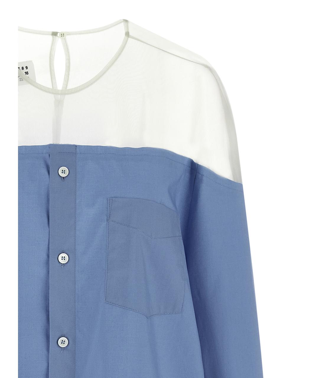 MM6 MAISON MARGIELA Голубая хлопковая рубашка, фото 3