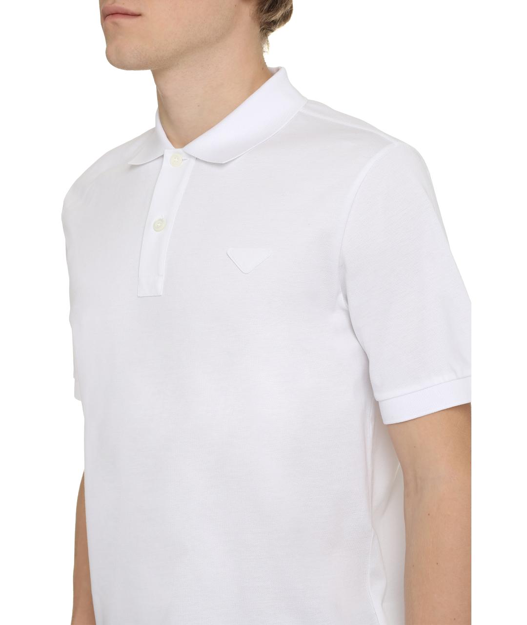 PRADA Белое хлопковое поло с коротким рукавом, фото 5
