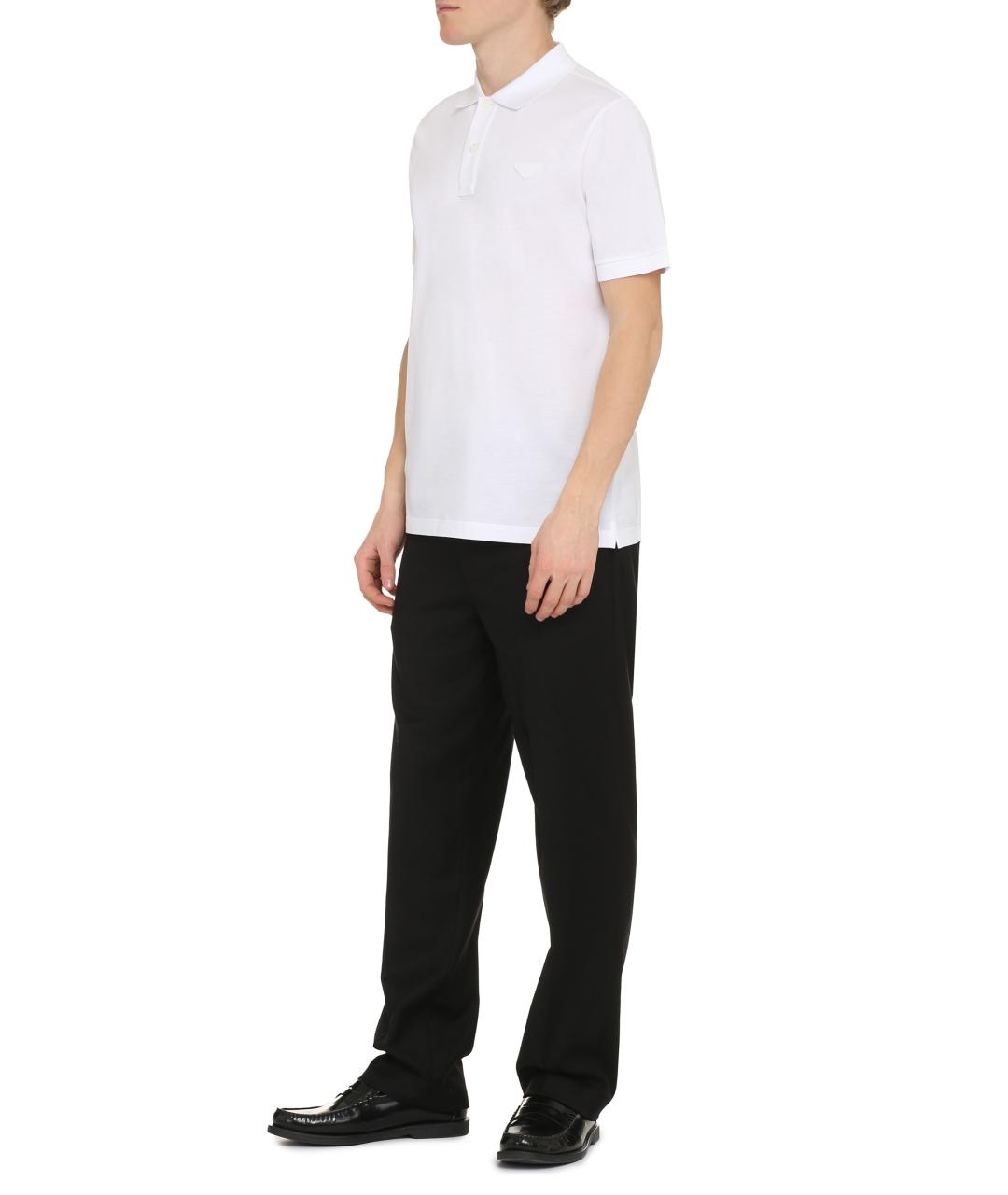 PRADA Белое хлопковое поло с коротким рукавом, фото 3