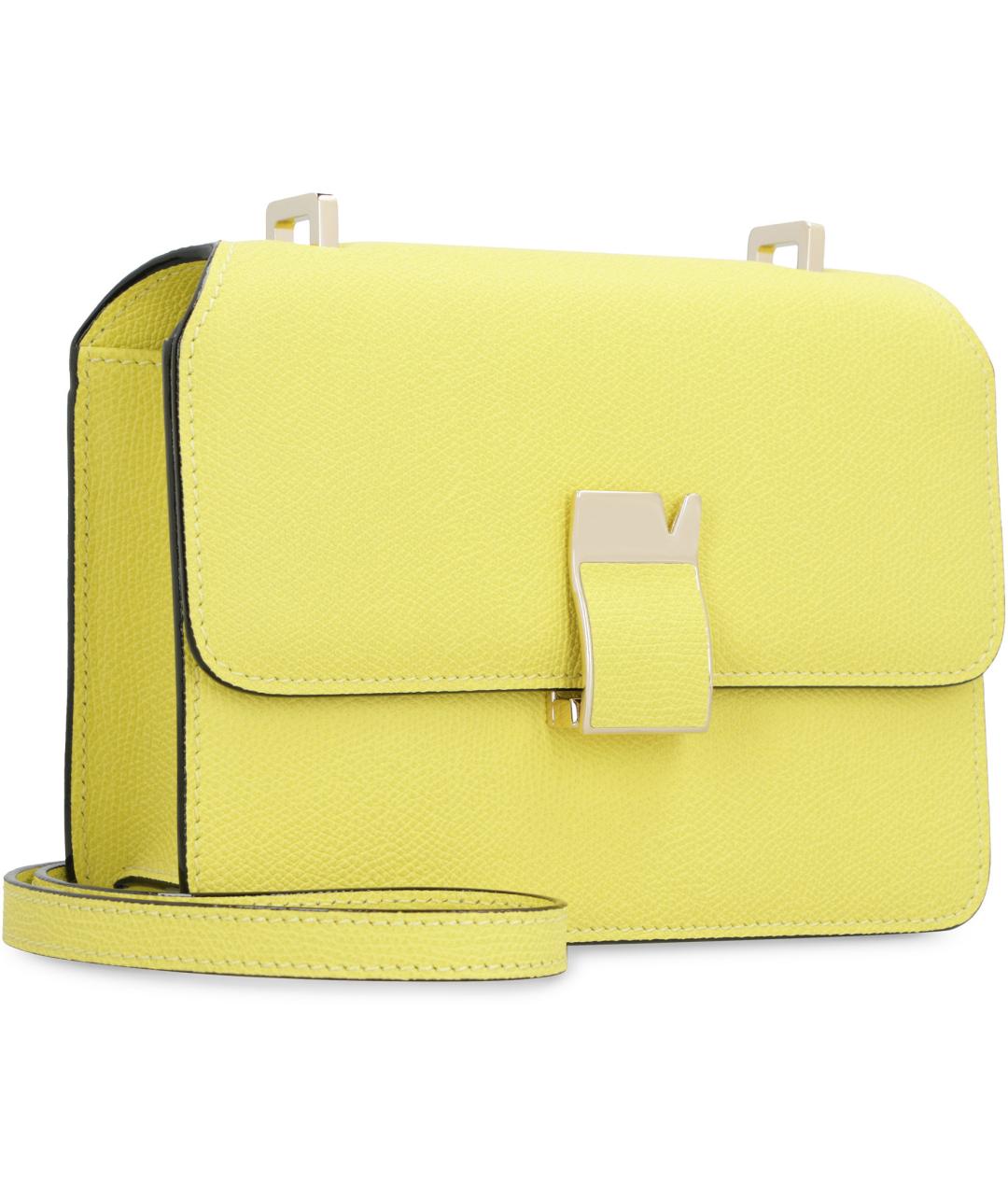 VALEXTRA Желтая кожаная сумка через плечо, фото 3