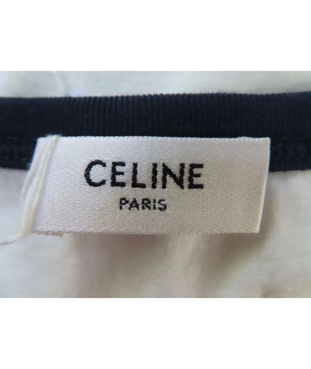 CELINE Белая хлопковая футболка, фото 5