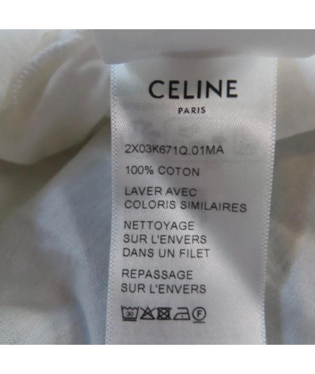 CELINE Белая хлопковая футболка, фото 3