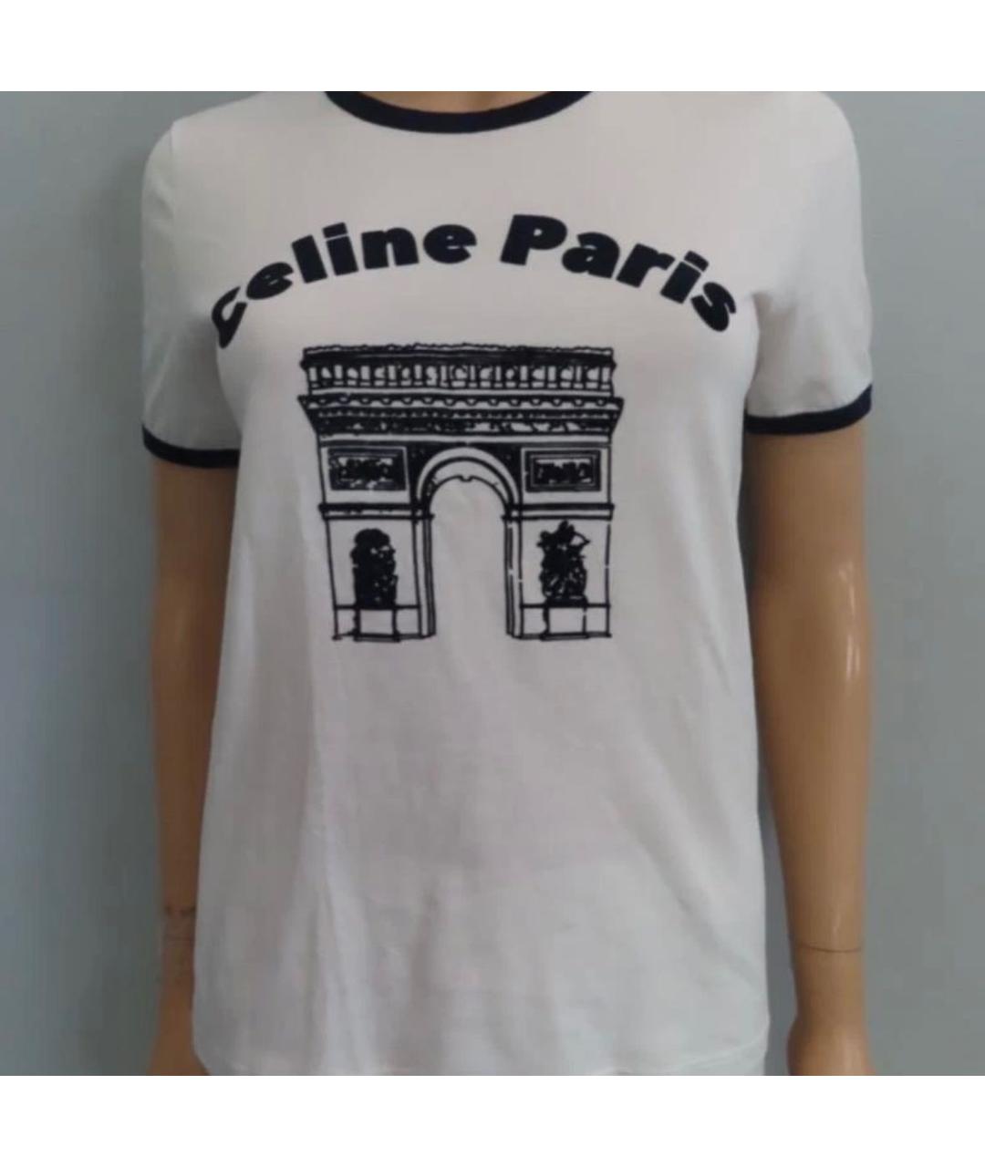 CELINE Белая хлопковая футболка, фото 6