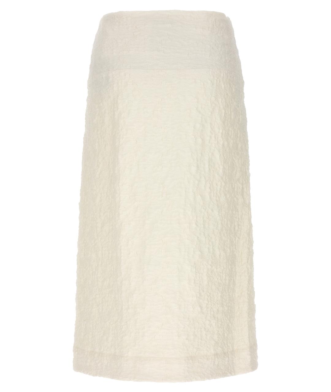 JIL SANDER Белая хлопковая юбка миди, фото 2