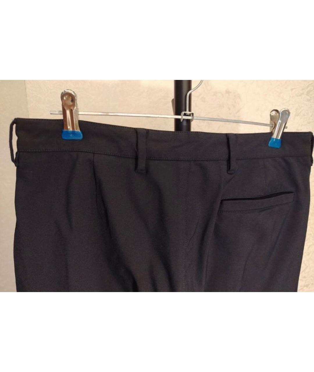 PRADA Темно-синие синтетические прямые брюки, фото 4