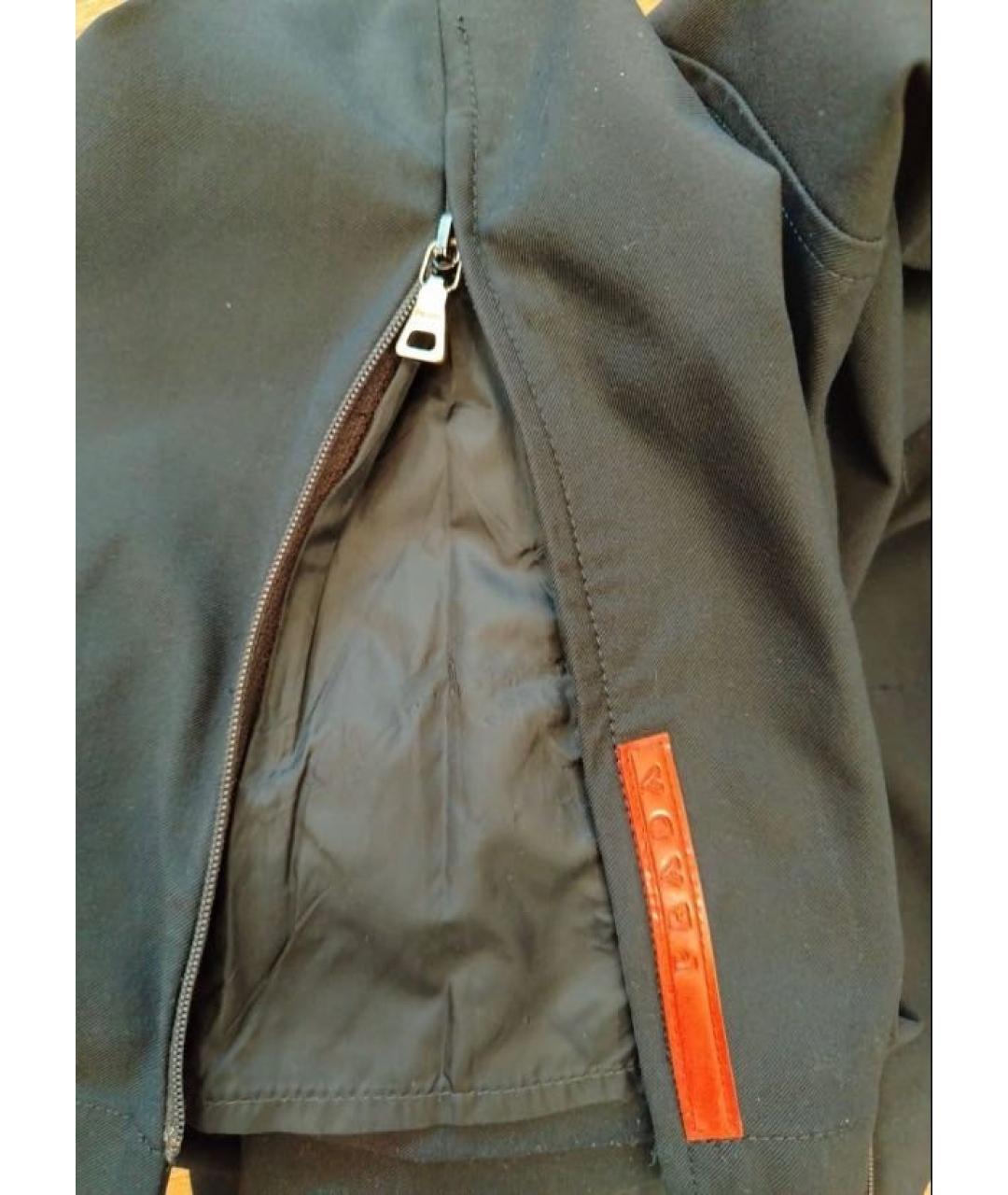 PRADA Темно-синие синтетические прямые брюки, фото 2