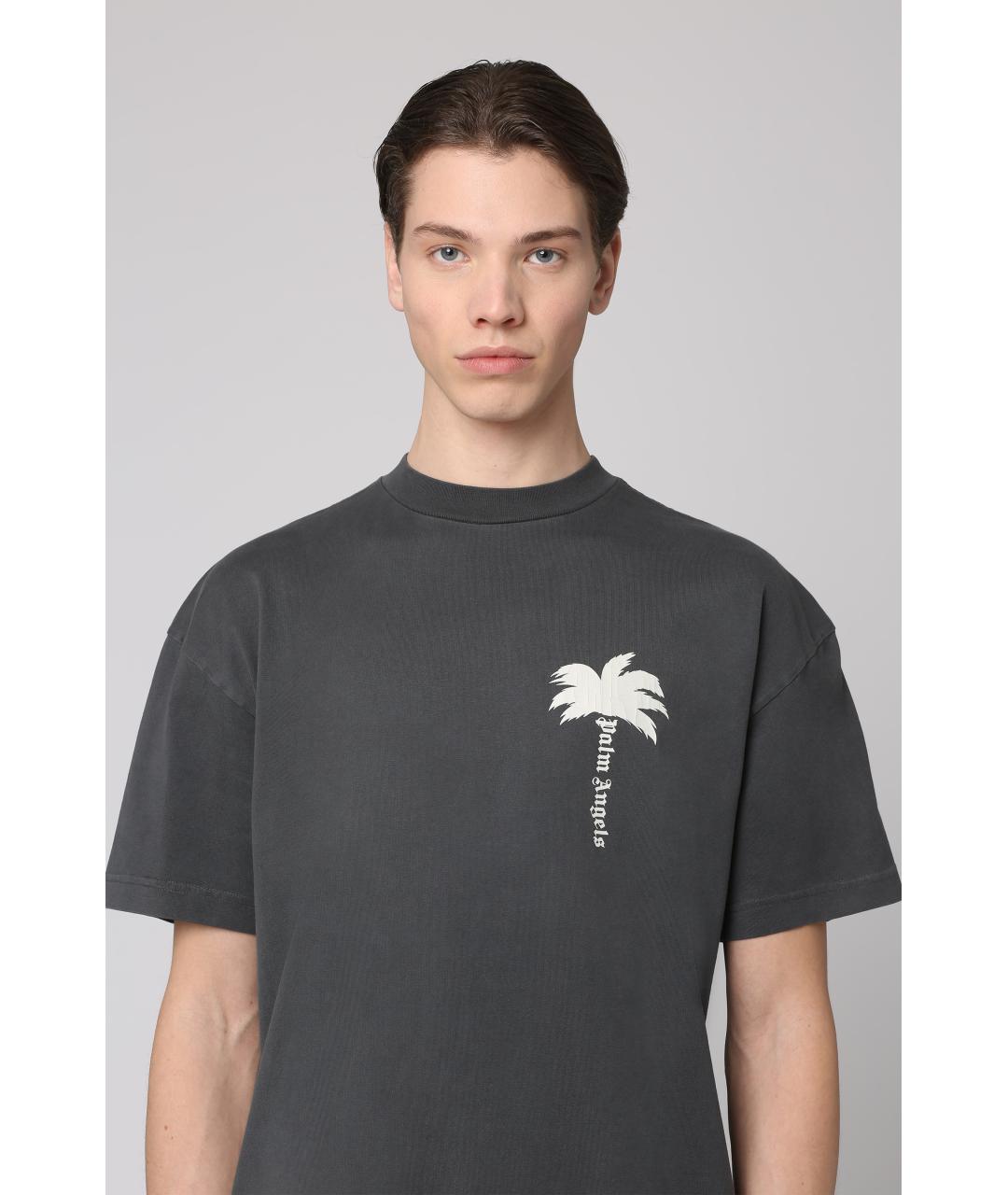 PALM ANGELS Серая хлопковая футболка, фото 3