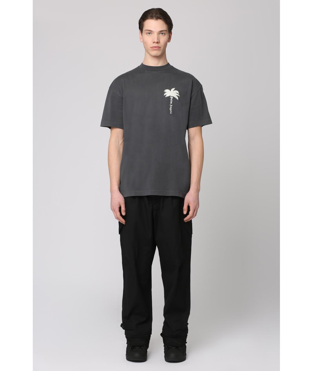 PALM ANGELS Серая хлопковая футболка, фото 2