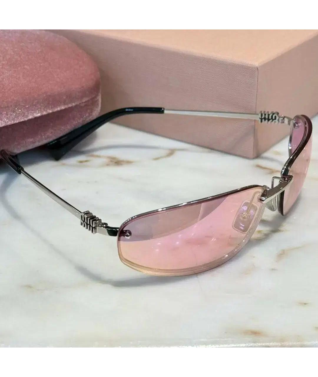 MIU MIU Розовые металлические солнцезащитные очки, фото 4