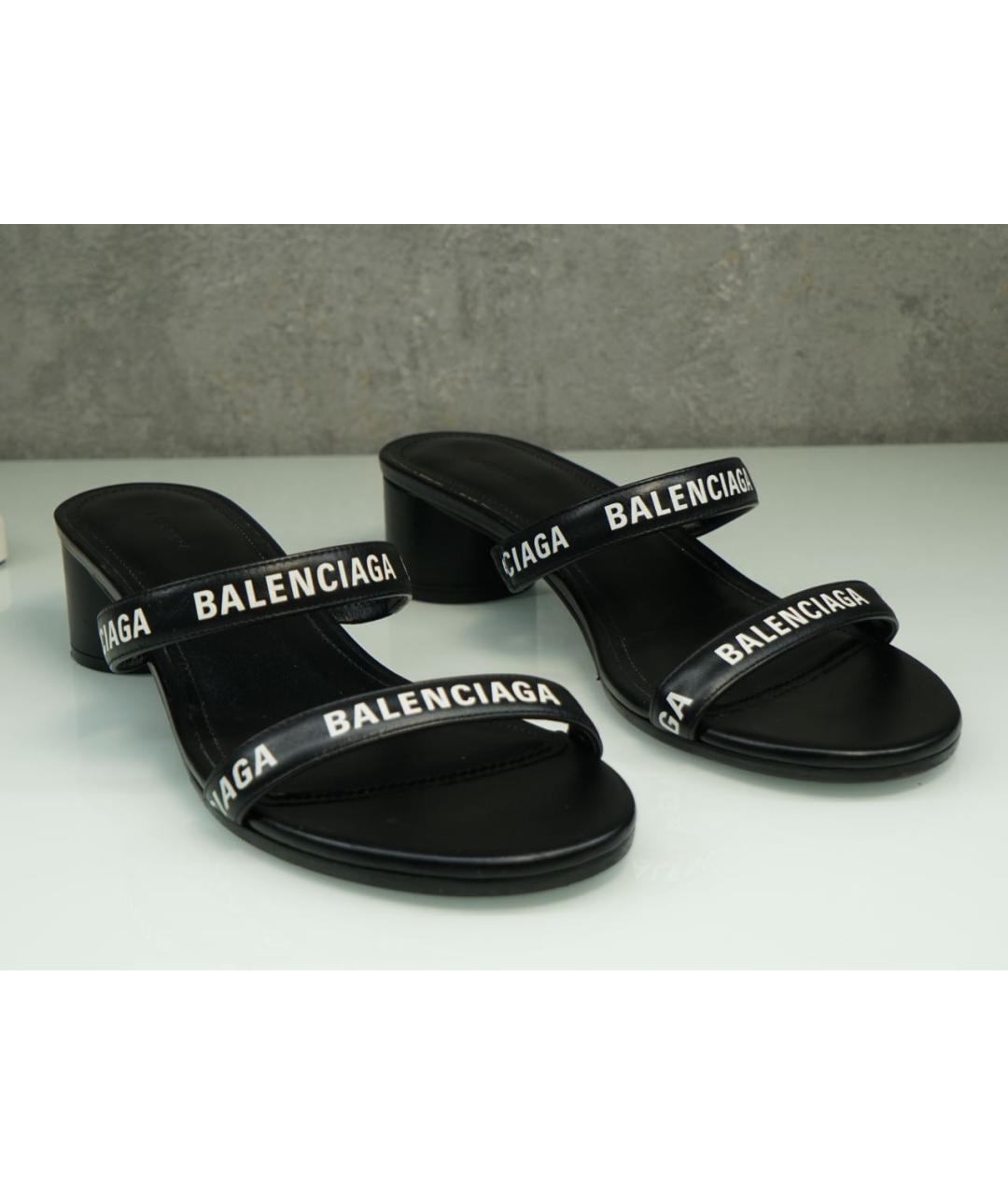 BALENCIAGA Черные кожаные сандалии, фото 2