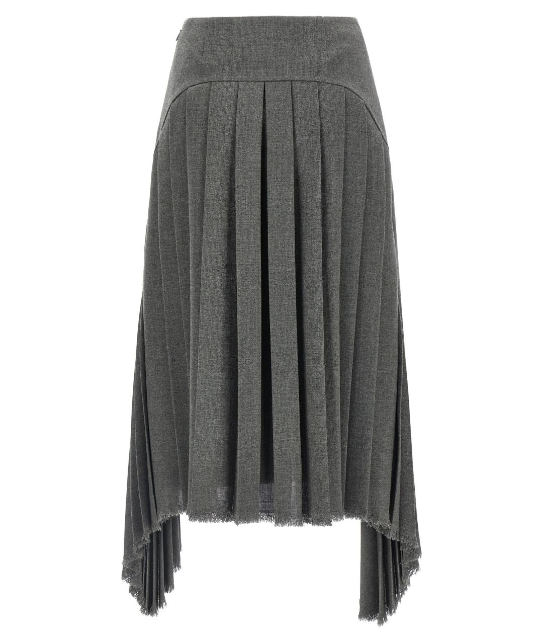 JIL SANDER Серая шерстяная юбка миди, фото 2
