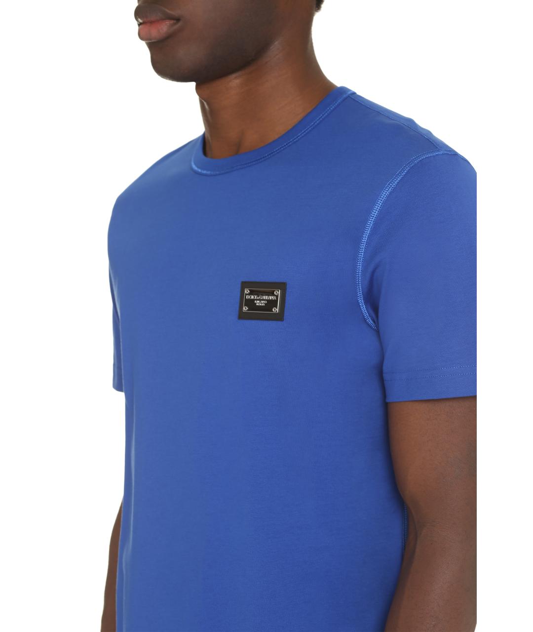DOLCE&GABBANA Синяя хлопковая футболка, фото 5