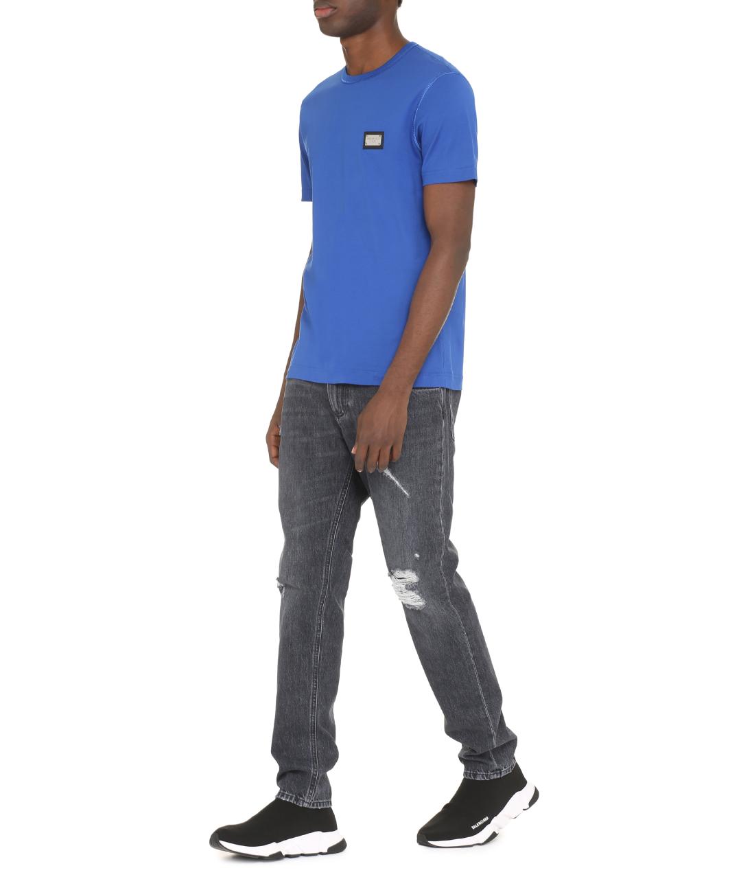 DOLCE&GABBANA Синяя хлопковая футболка, фото 3