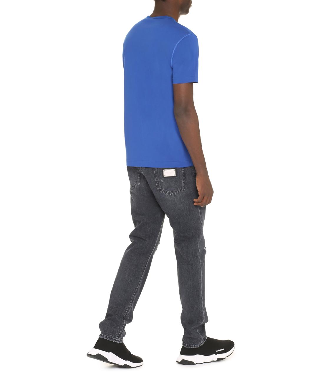 DOLCE&GABBANA Синяя хлопковая футболка, фото 4