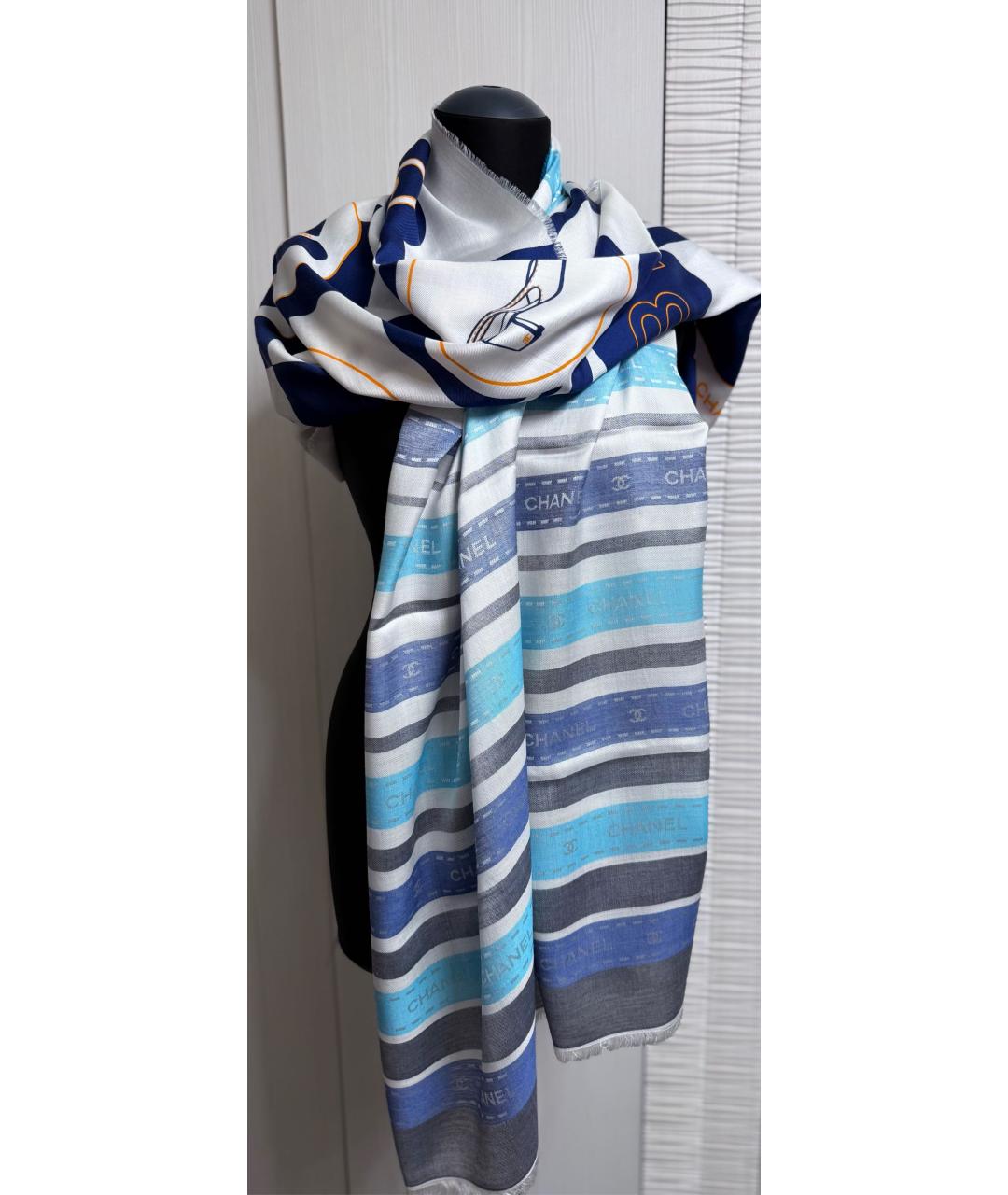 CHANEL Мульти кашемировый шарф, фото 8