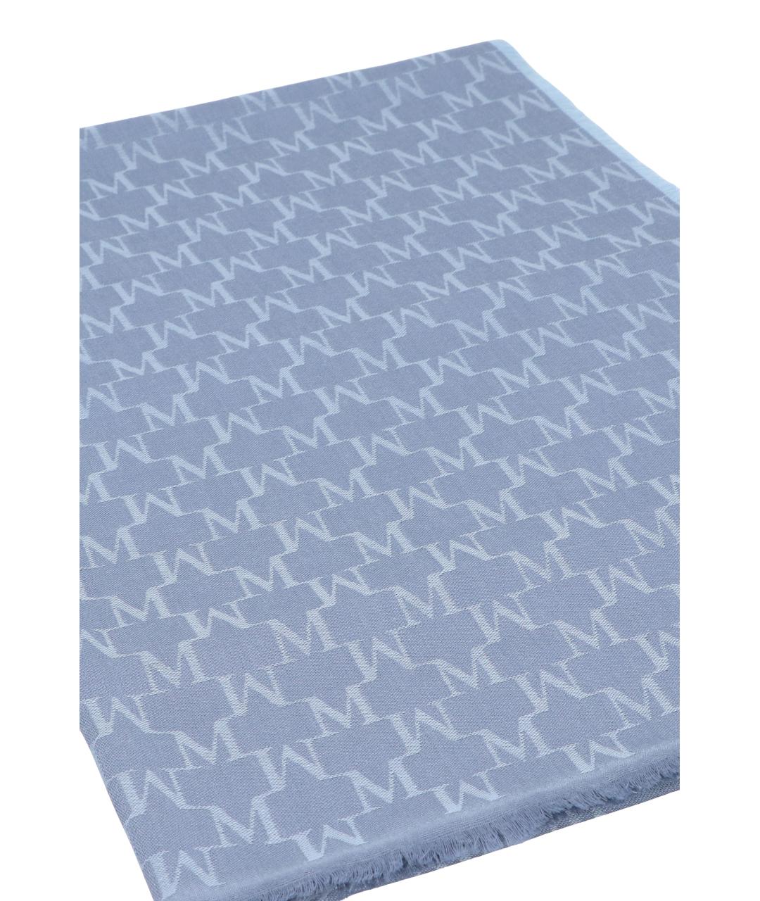 MAX MARA Голубой шерстяной шарф, фото 2