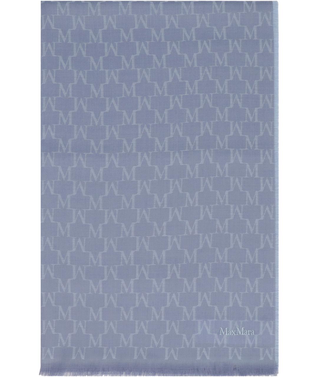 MAX MARA Голубой шерстяной шарф, фото 3