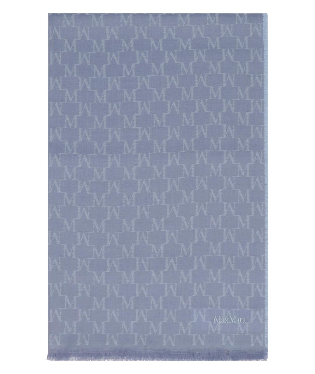 MAX MARA Голубой шерстяной шарф, фото 1