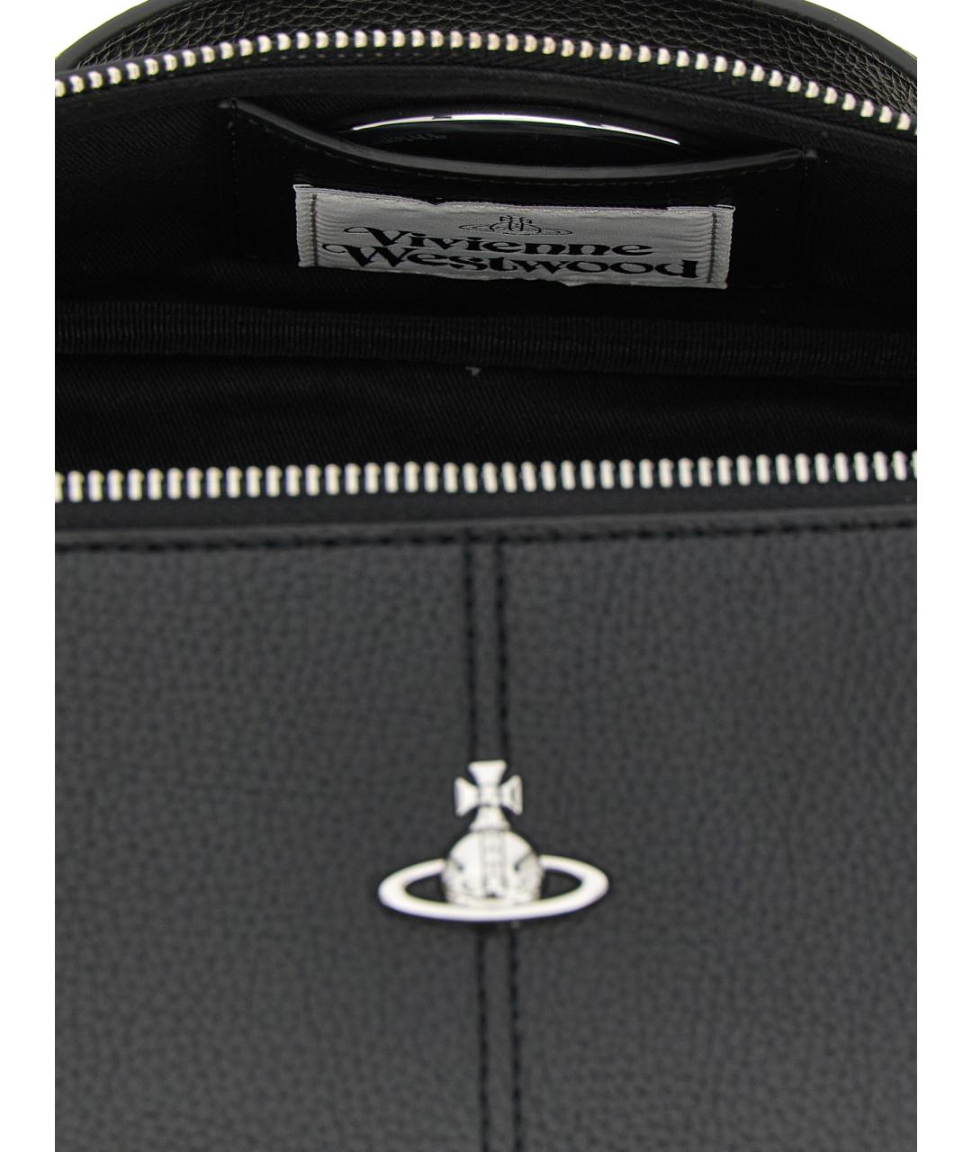VIVIENNE WESTWOOD Черная сумка с короткими ручками из искусственной кожи, фото 4