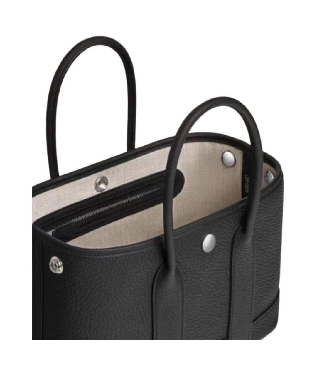 HERMES Черная кожаная сумка тоут, фото 3