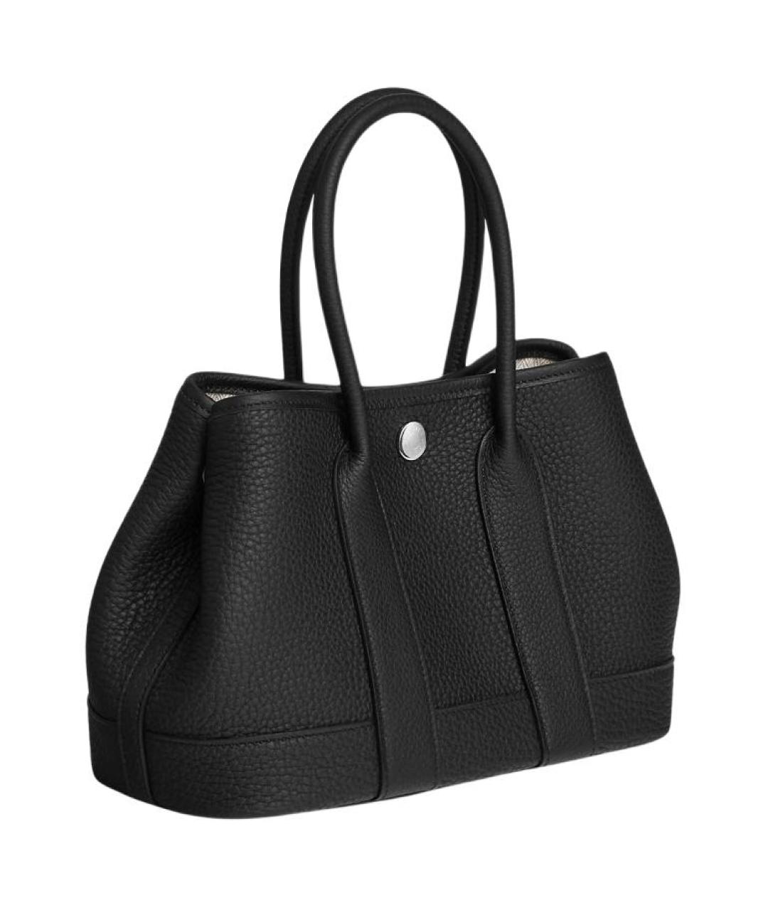 HERMES Черная кожаная сумка тоут, фото 2