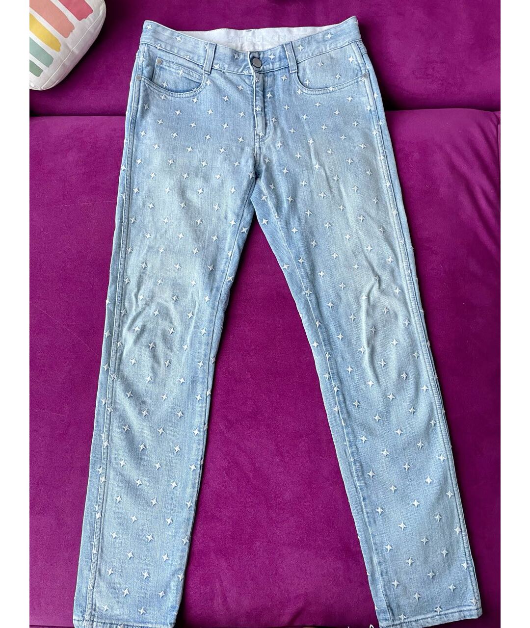 STELLA MCCARTNEY Голубые хлопковые джинсы слим, фото 5