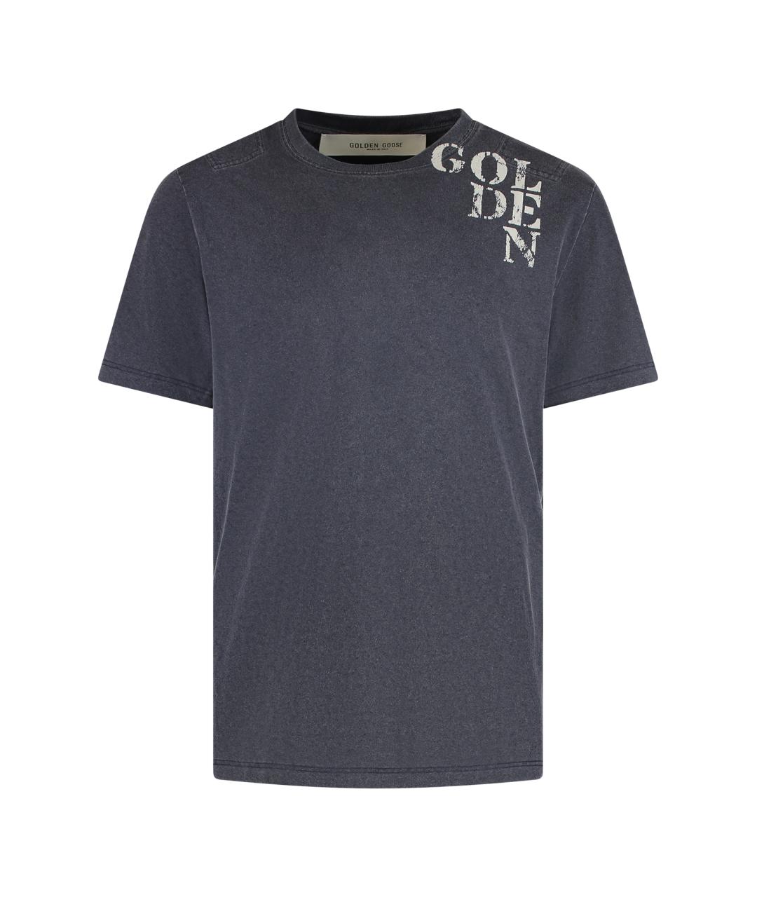 GOLDEN GOOSE DELUXE BRAND Синяя хлопковая футболка, фото 1