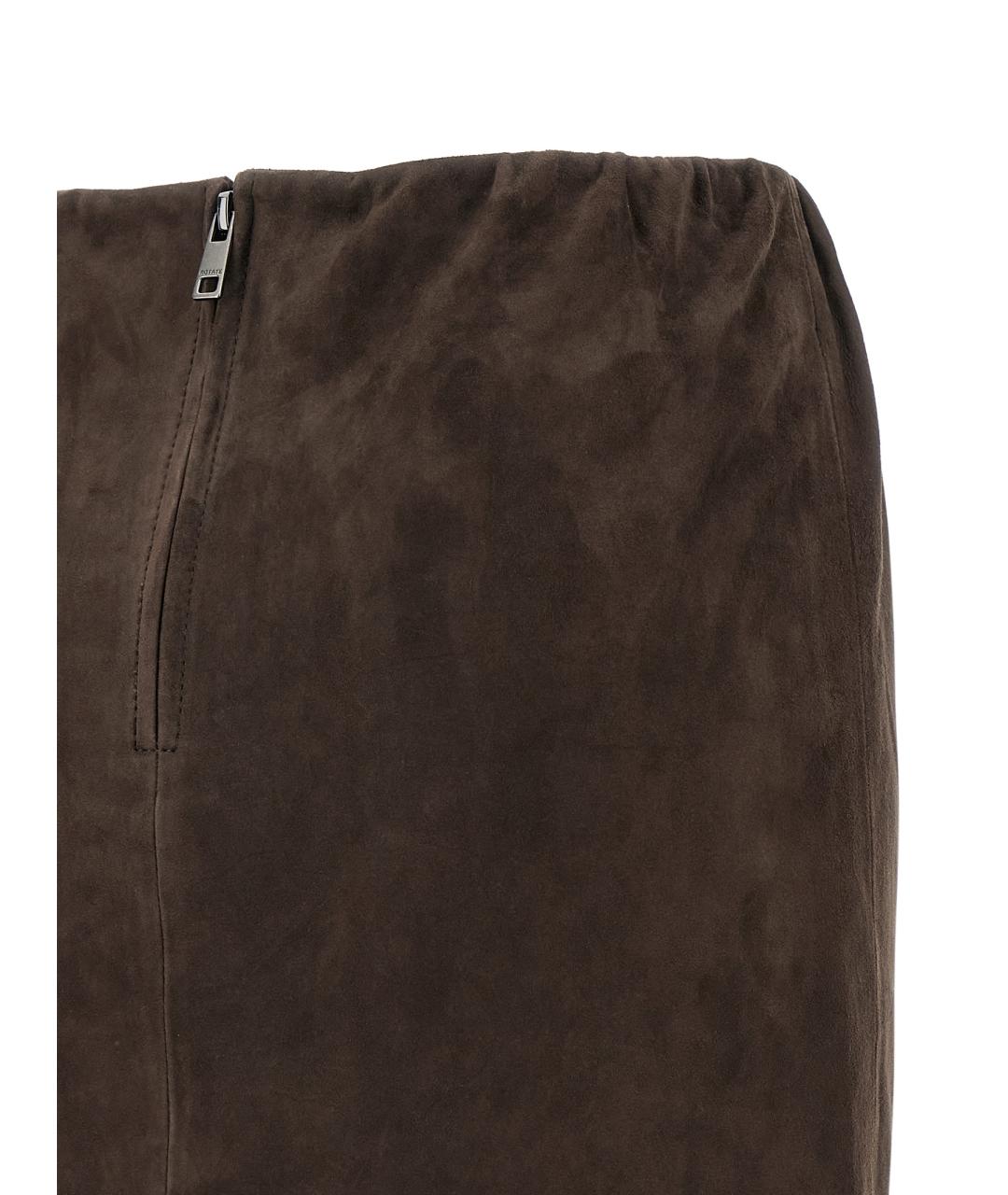 ROTATE Коричневая замшевая юбка мини, фото 4