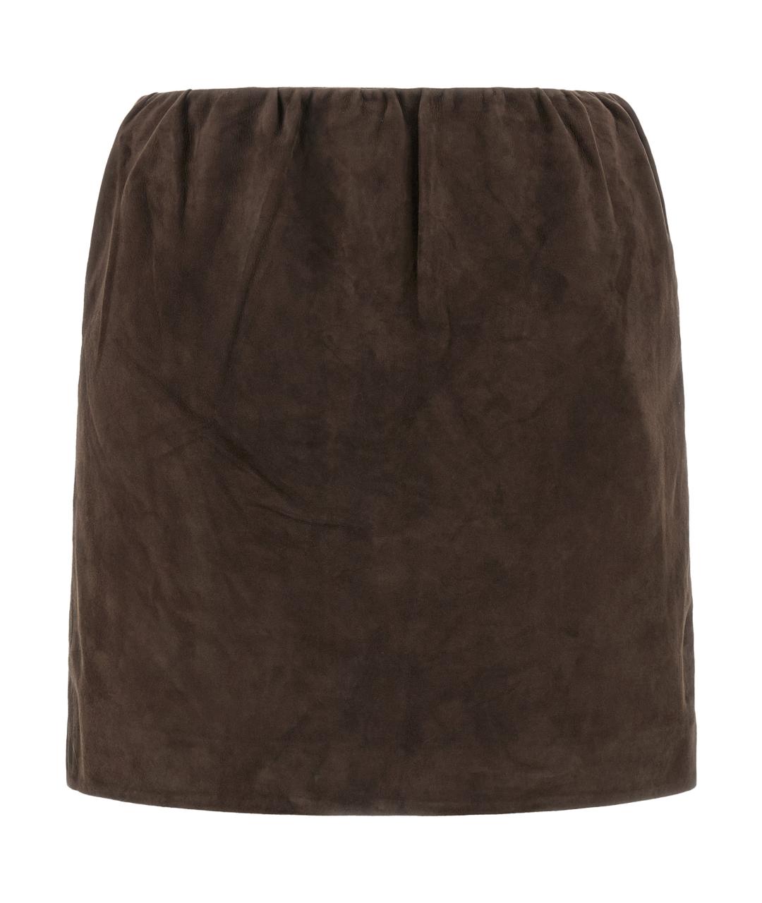 ROTATE Коричневая замшевая юбка мини, фото 1