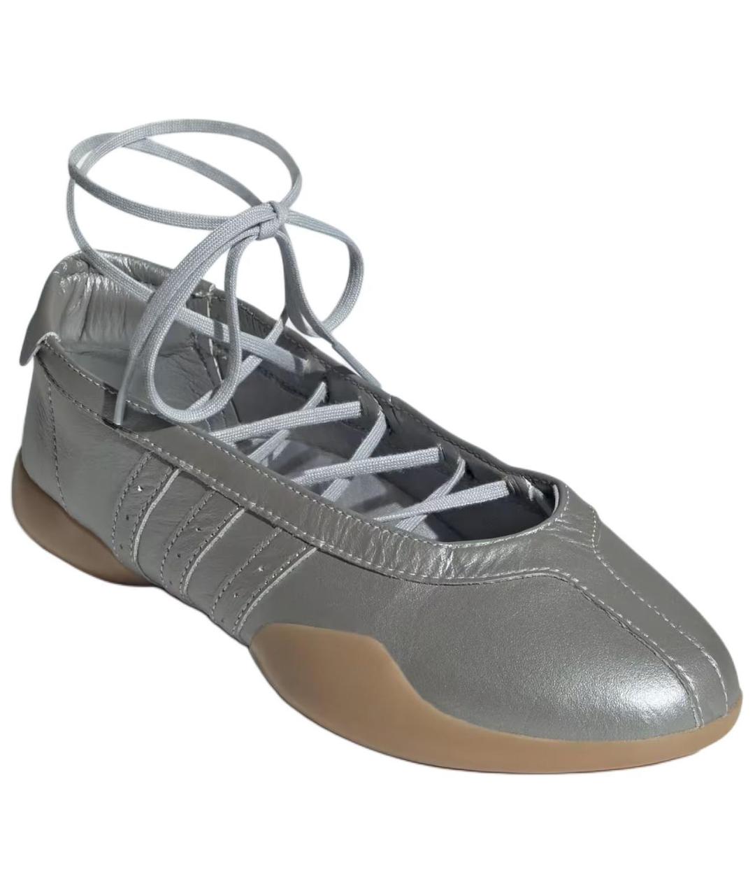 ADIDAS Серебряные кожаные кроссовки, фото 3