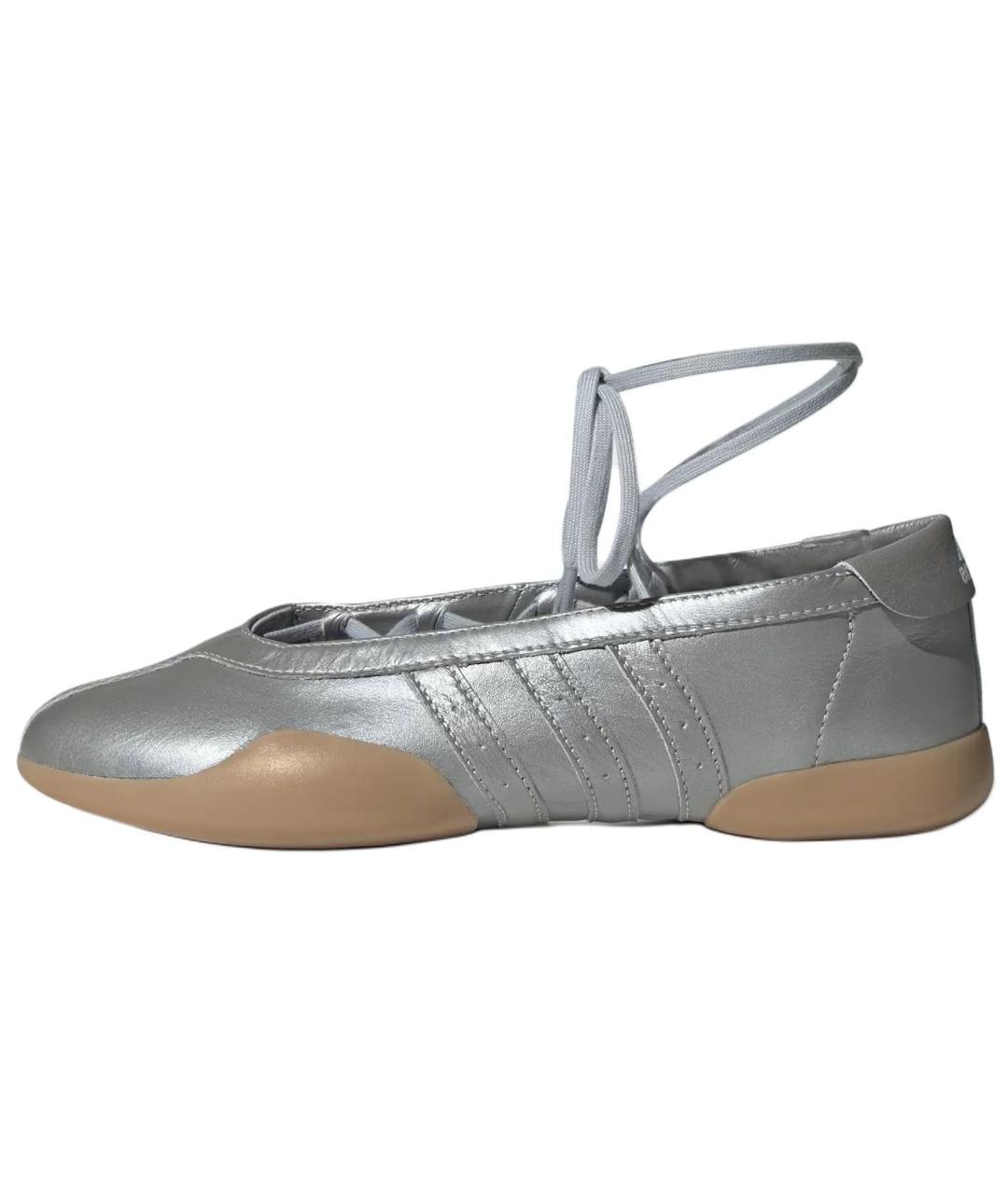 ADIDAS Серебряные кожаные кроссовки, фото 2