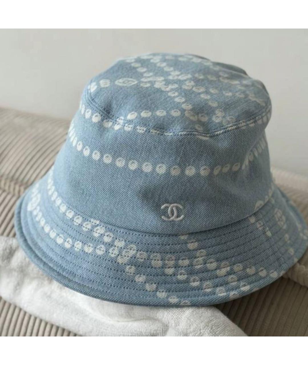 CHANEL Голубая хлопковая панама, фото 3