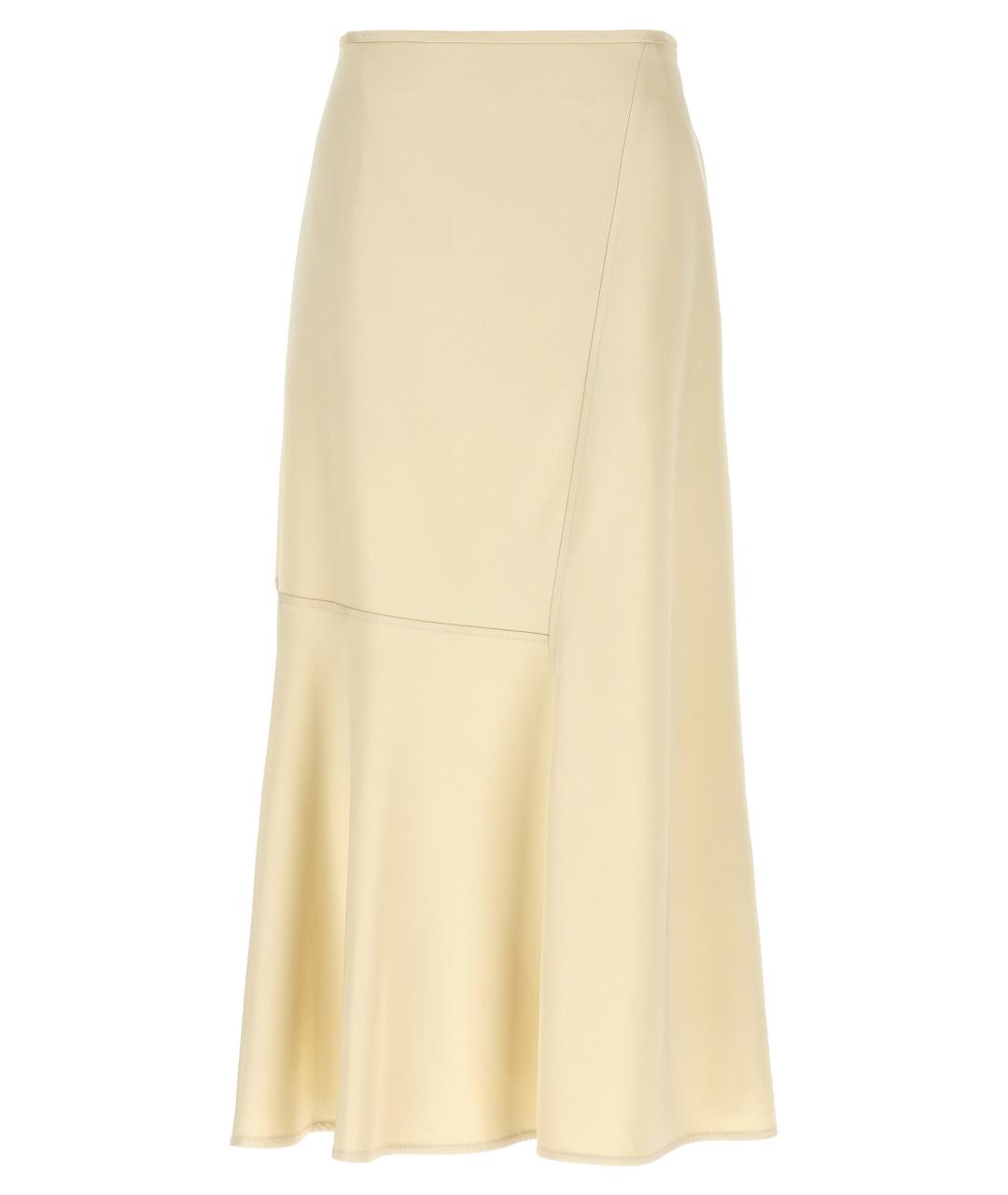 JIL SANDER Бежевая вискозная юбка миди, фото 1