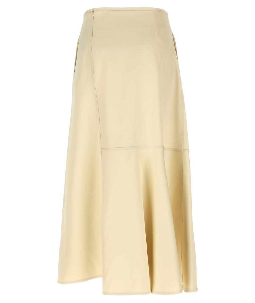JIL SANDER Бежевая вискозная юбка миди, фото 2