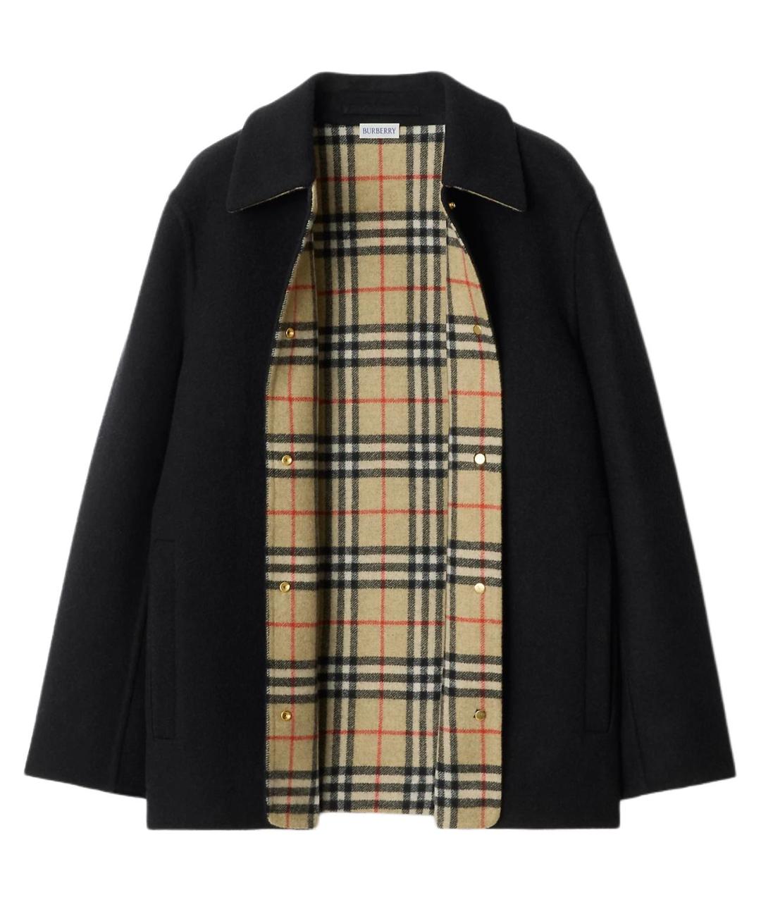 BURBERRY Черное шерстяное пальто, фото 2