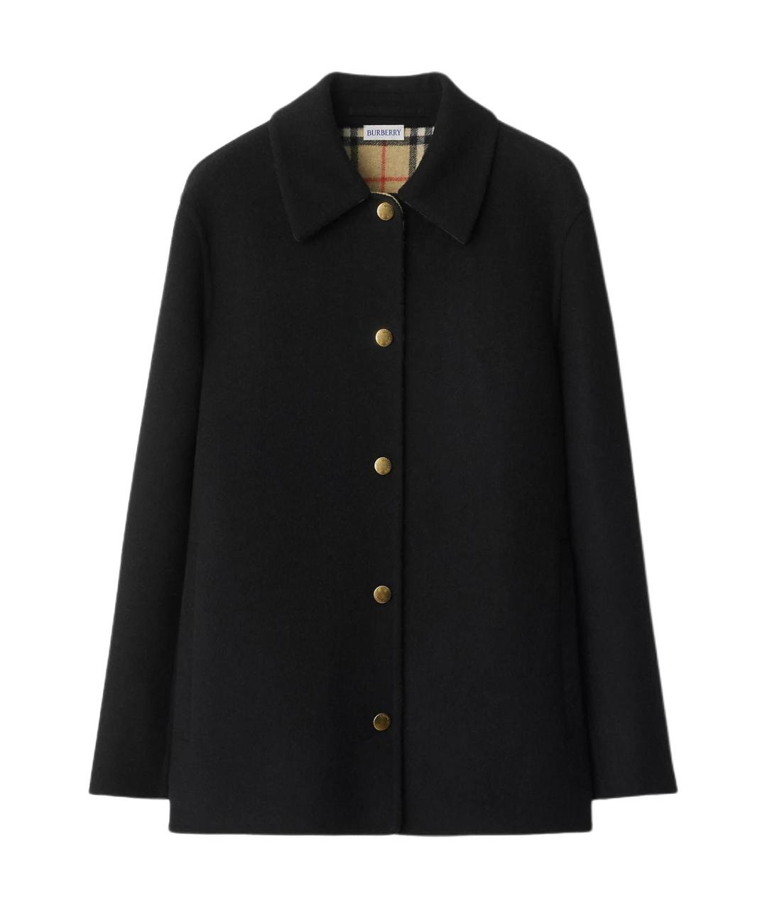 BURBERRY Черное шерстяное пальто, фото 1