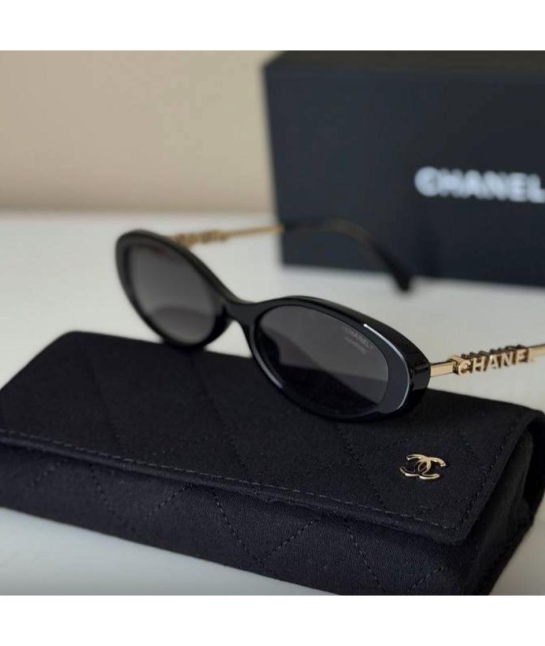CHANEL Черные пластиковые солнцезащитные очки, фото 4