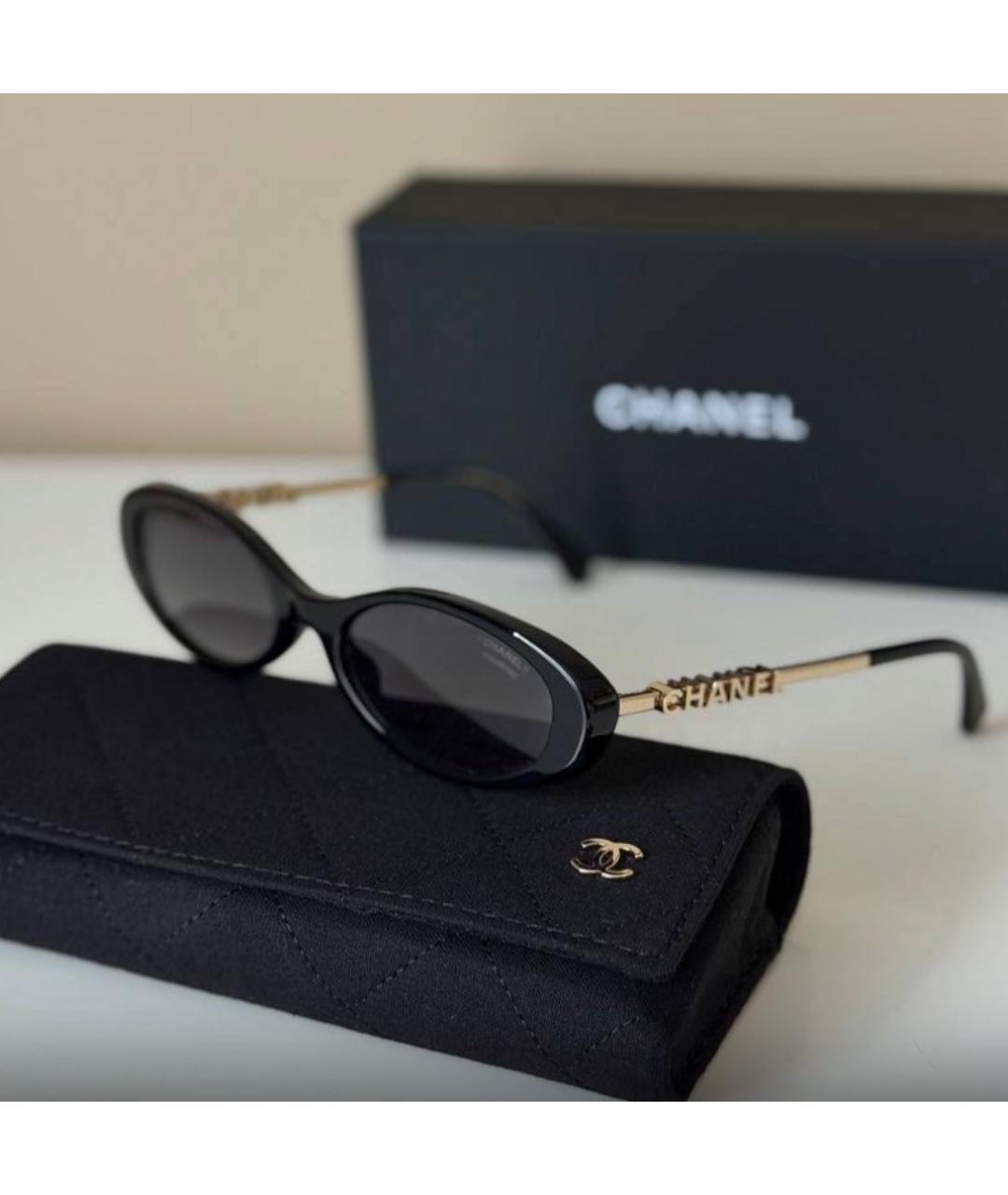 CHANEL Черные пластиковые солнцезащитные очки, фото 5