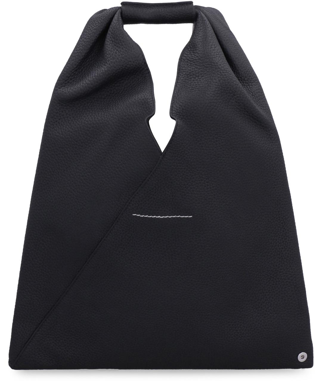 MM6 MAISON MARGIELA Черная кожаная сумка с короткими ручками, фото 4