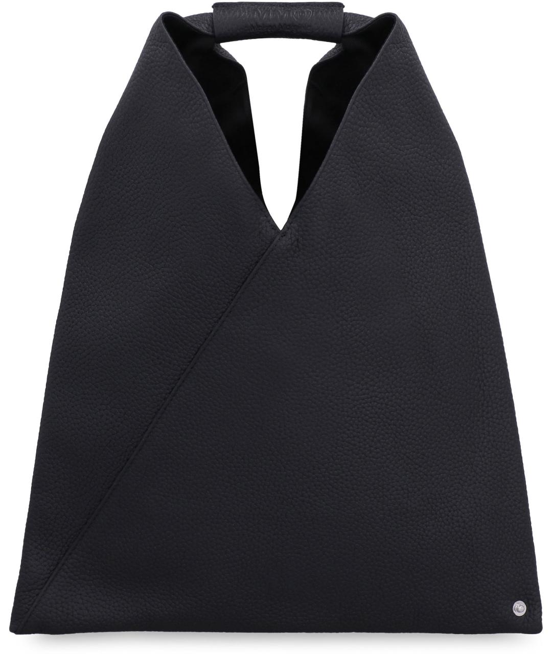 MM6 MAISON MARGIELA Черная кожаная сумка с короткими ручками, фото 2