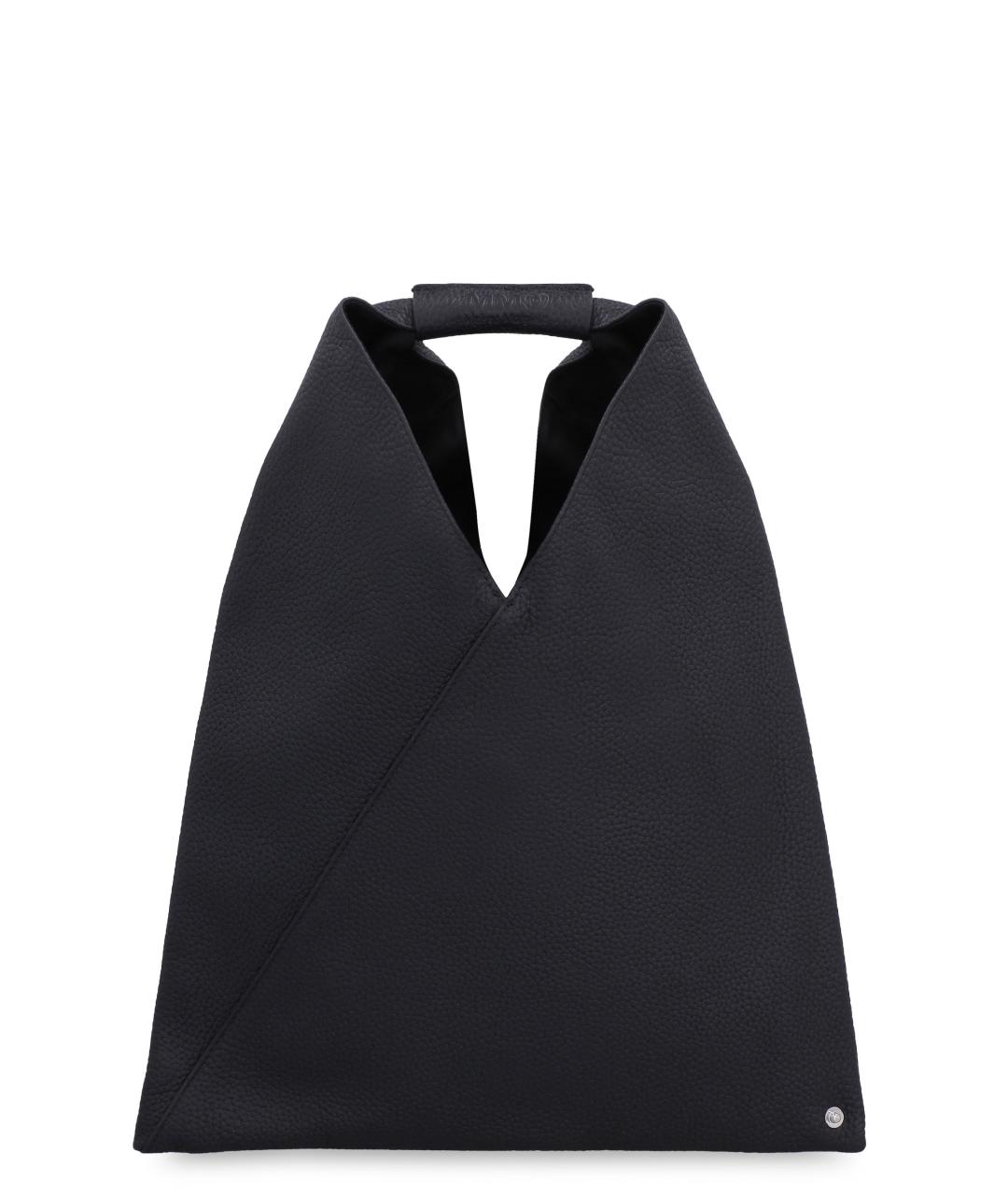 MM6 MAISON MARGIELA Черная кожаная сумка с короткими ручками, фото 1