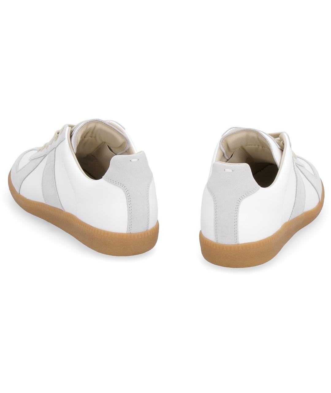 MAISON MARGIELA Белые кожаные низкие кроссовки / кеды, фото 4