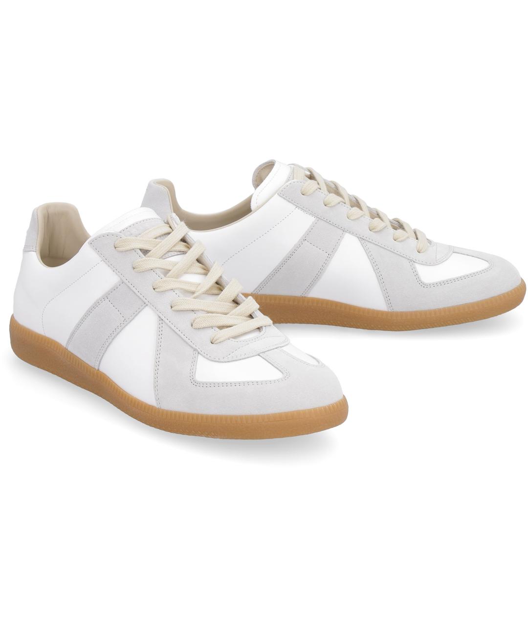 MAISON MARGIELA Белые кожаные низкие кроссовки / кеды, фото 3