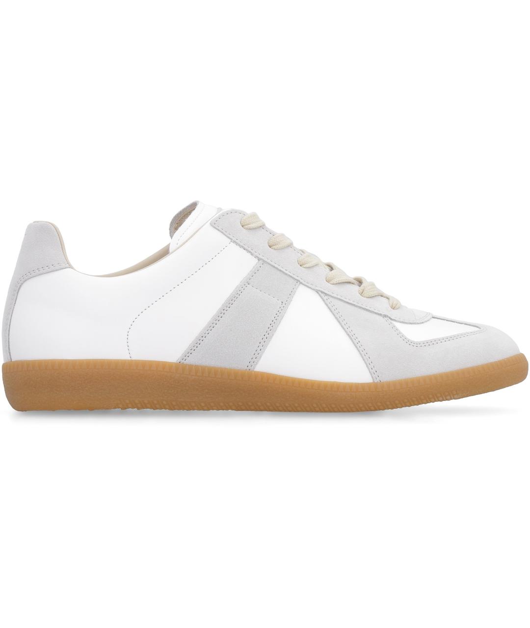 MAISON MARGIELA Белые кожаные низкие кроссовки / кеды, фото 2