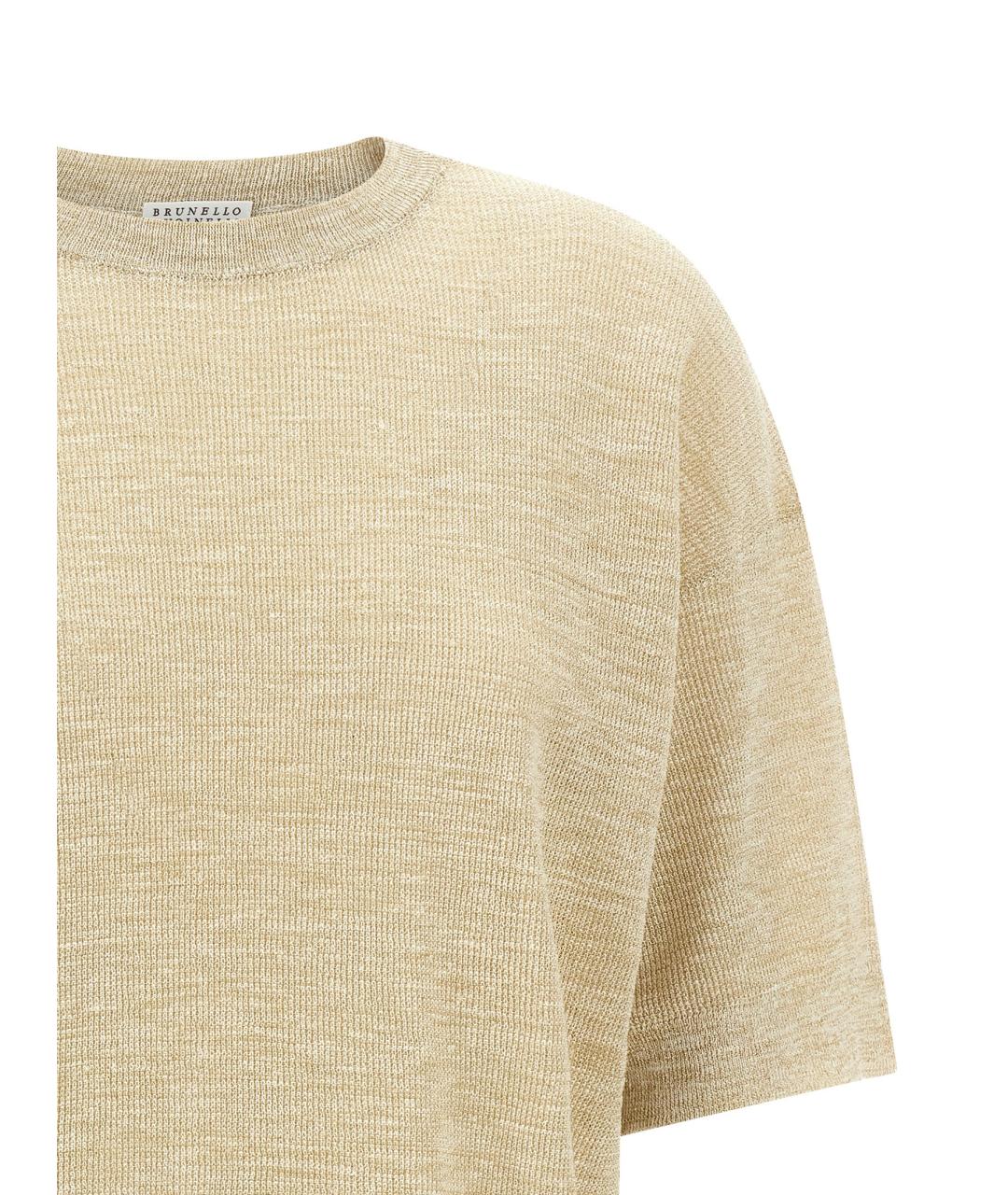 BRUNELLO CUCINELLI Бежевая льняная футболка, фото 3