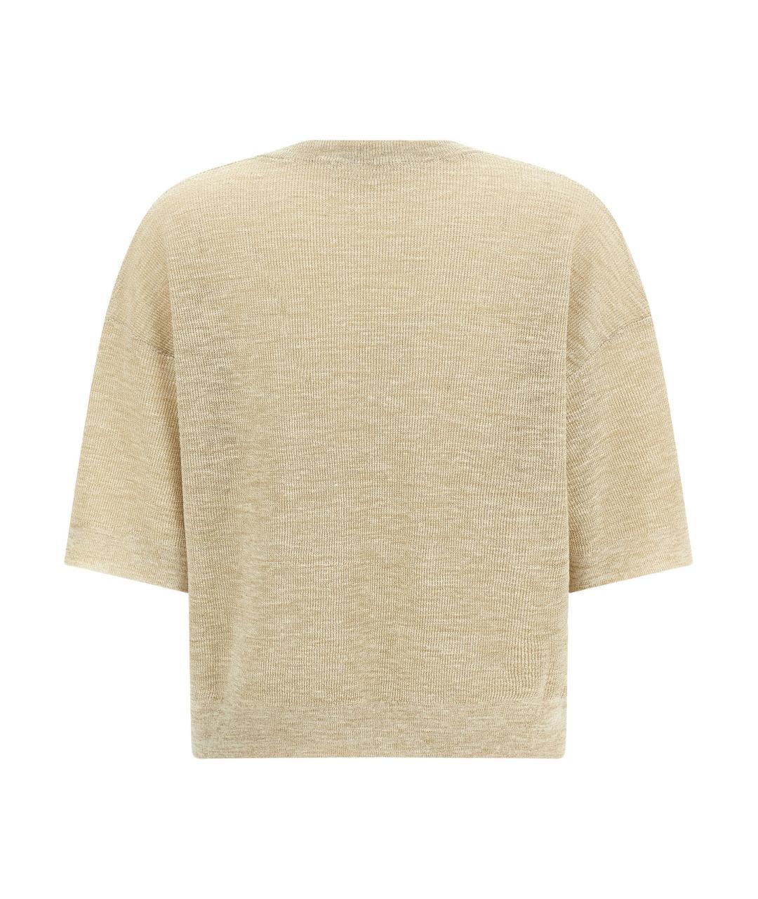 BRUNELLO CUCINELLI Бежевая льняная футболка, фото 2
