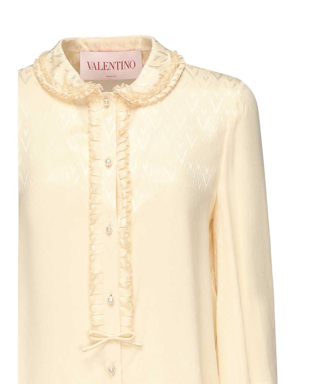 VALENTINO Бежевая шелковая рубашка, фото 3