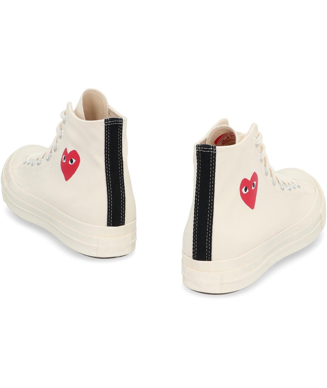 COMME DES GARÇONS PLAY Бежевые текстильные высокие кроссовки / кеды, фото 3