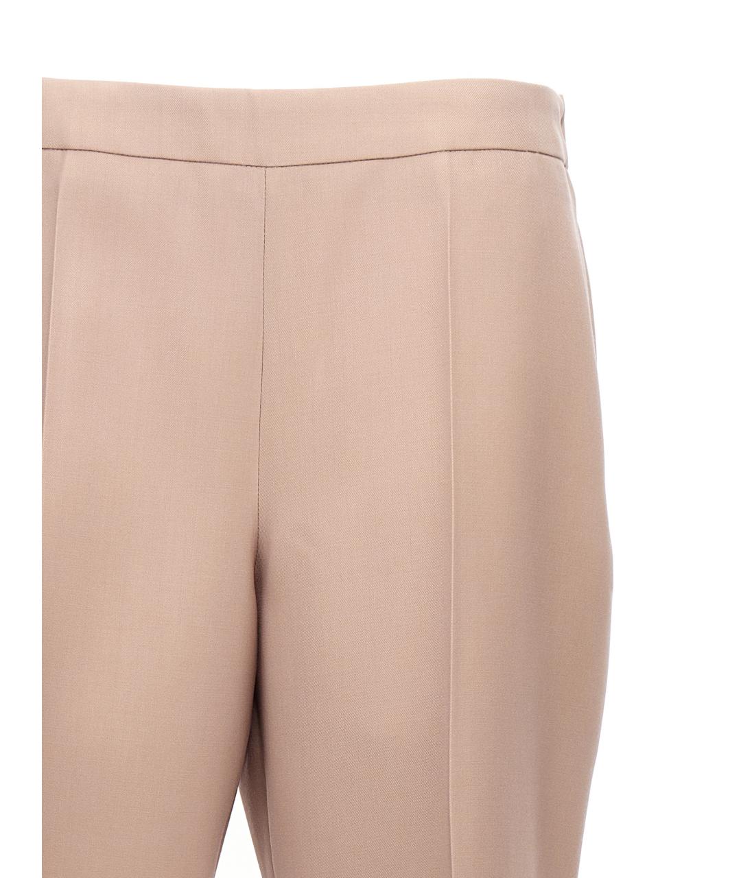 JIL SANDER Бежевые шерстяные прямые брюки, фото 3