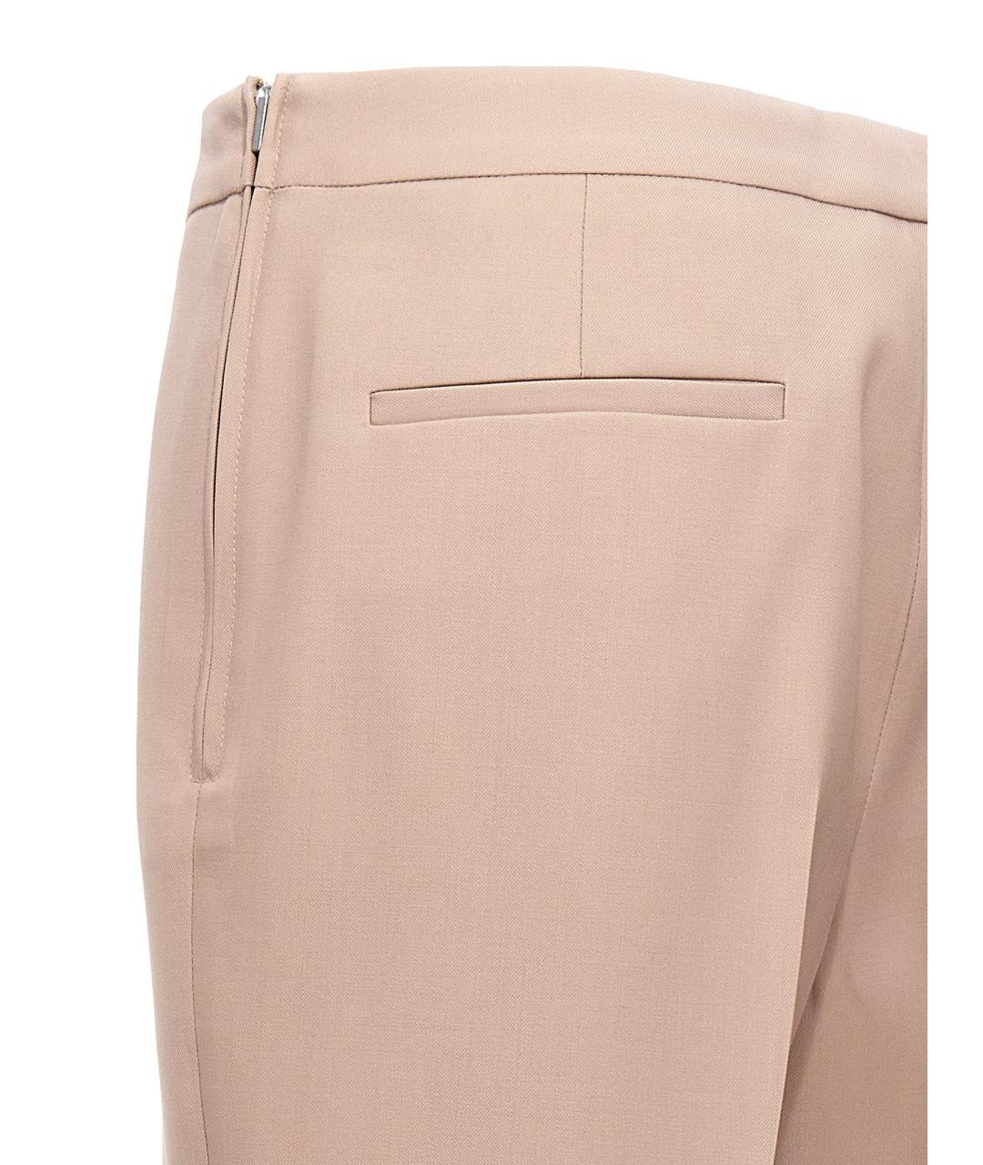 JIL SANDER Бежевые шерстяные прямые брюки, фото 4